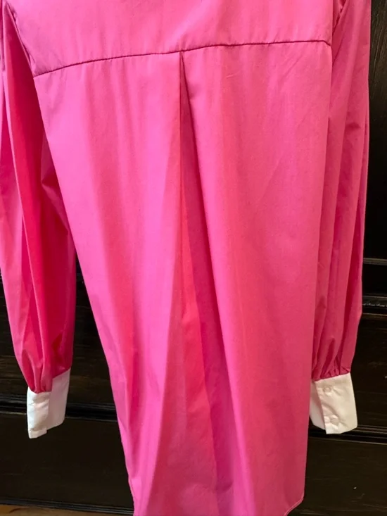 Colorblock Pink & White Button-Up Blouse - Picture 11 of 16